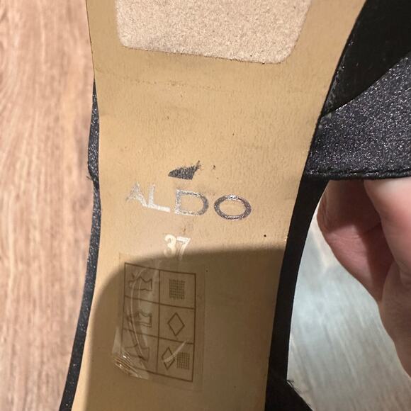 Aldo black platform satin opens toe heels with bow detail size 37/7 - Picture 8 of 9